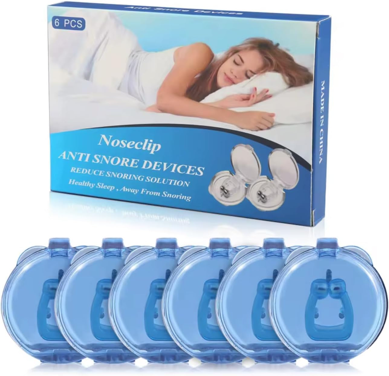 Magnetic Anti-Snore Nose Clip Device, High-Quality Silicone, Reusable Sleep Aid with Storage Case, 6 Pack