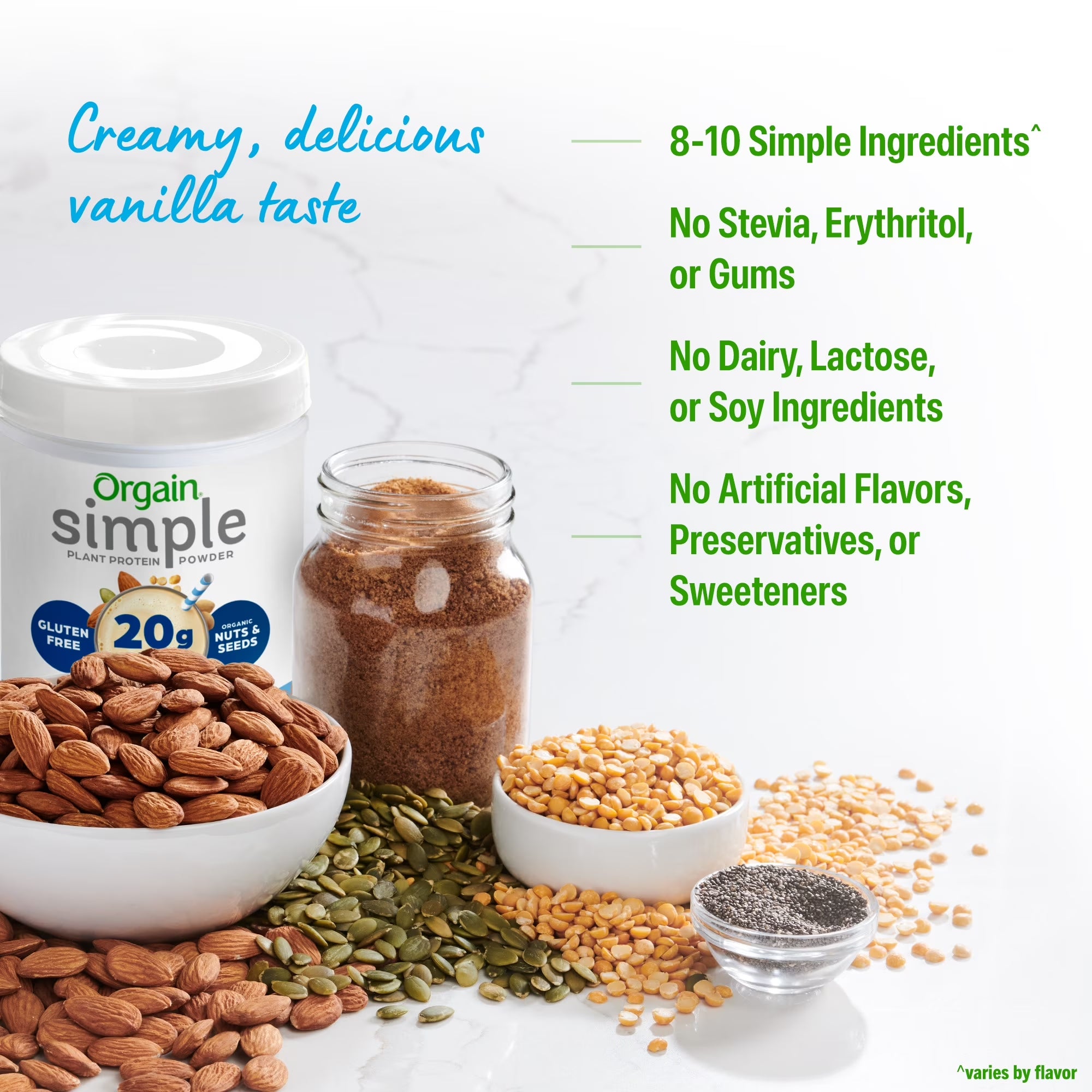 Simple Organic Vegan 20G Protein Powder- Plant Based, Non-Gmo, Vanilla 1.25Lb