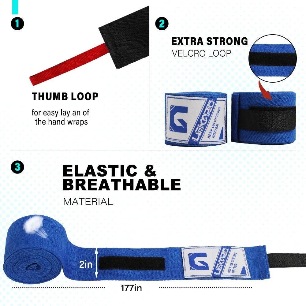 LEKÄRO Elastic Cotton Boxing Hand Wraps for Muay Thai MMA Training for Men &amp; Women