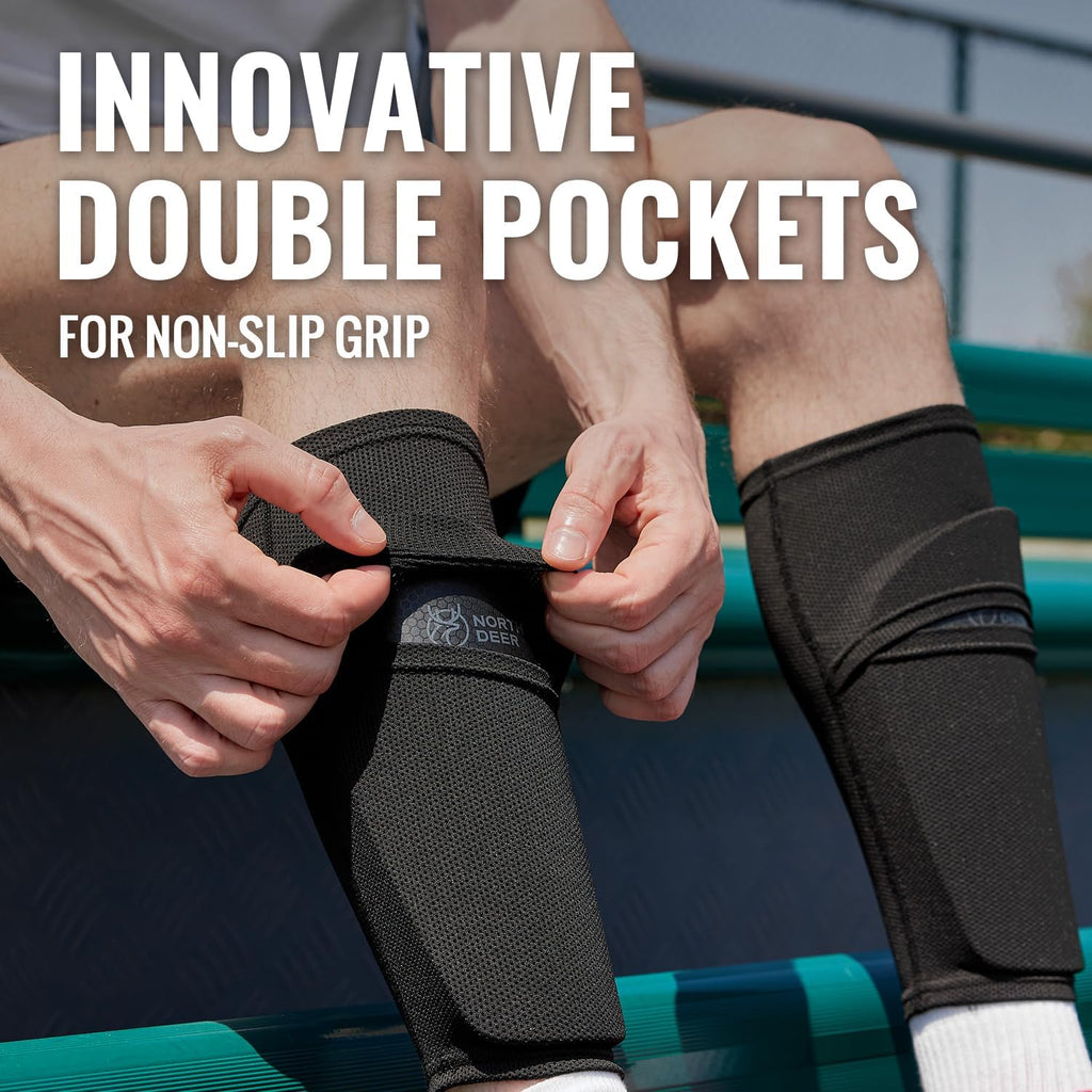Soccer Shin Guards for Kids Adults | Sleeves with Optimized Insert Pocket Protective Soccer for Boys Girls Men
