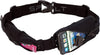Dual Pocket Pro Running Belt for Men Women, Expandable Pockets, Adjustable Waist, No Bounce, Black with Black Zipper