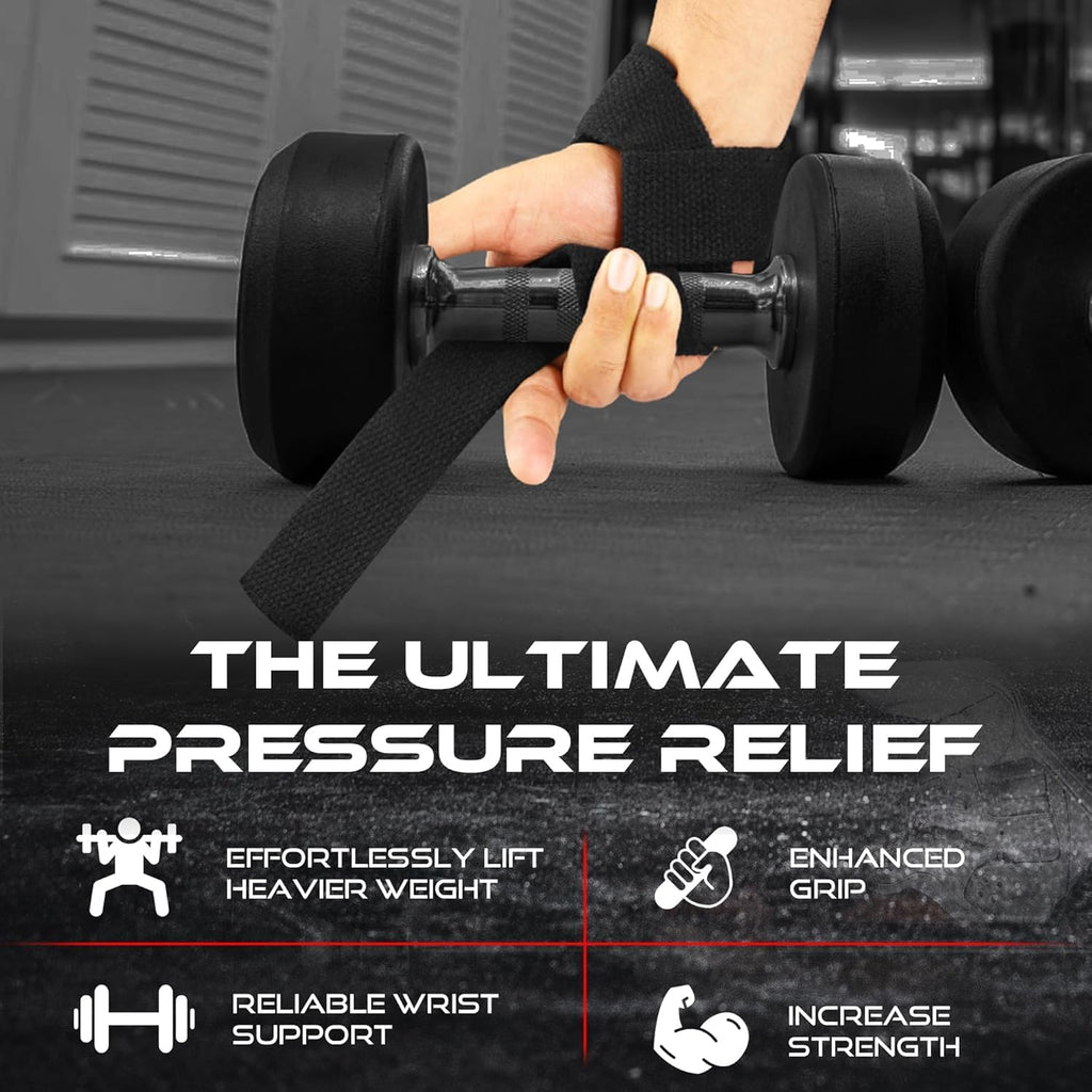 Lifting Wrist Straps for Weightlifting, Straps Gym Grip Power Workouts Lifting Straps Padded Neoprene & Premium Cotton Men Women, Deadlift Bodybuilding Exercise Lifting Straps