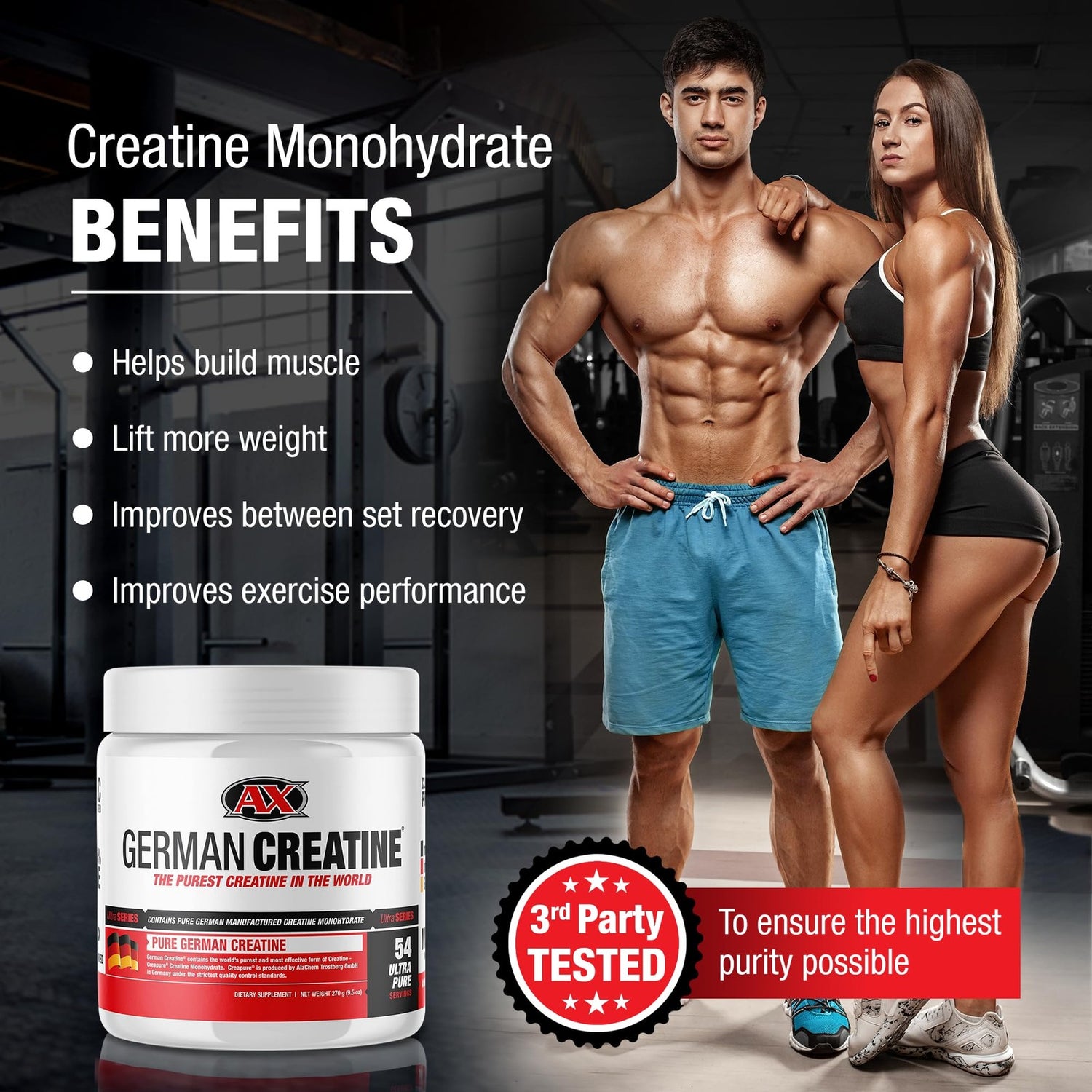 Micronized Creatine Monohydrate Powder 99.99% Pure for Muscle Growth 270G