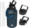 64Oz Insulated Water Bottle, Half Gallon Water Jug with Straw Lid | Large Stainless Steel Vacuum Jug, Keep Cold & Hot, Bpa-Free Leak-Proof with 3 Lids, Paracord Handle, for Sports Hiking Travel