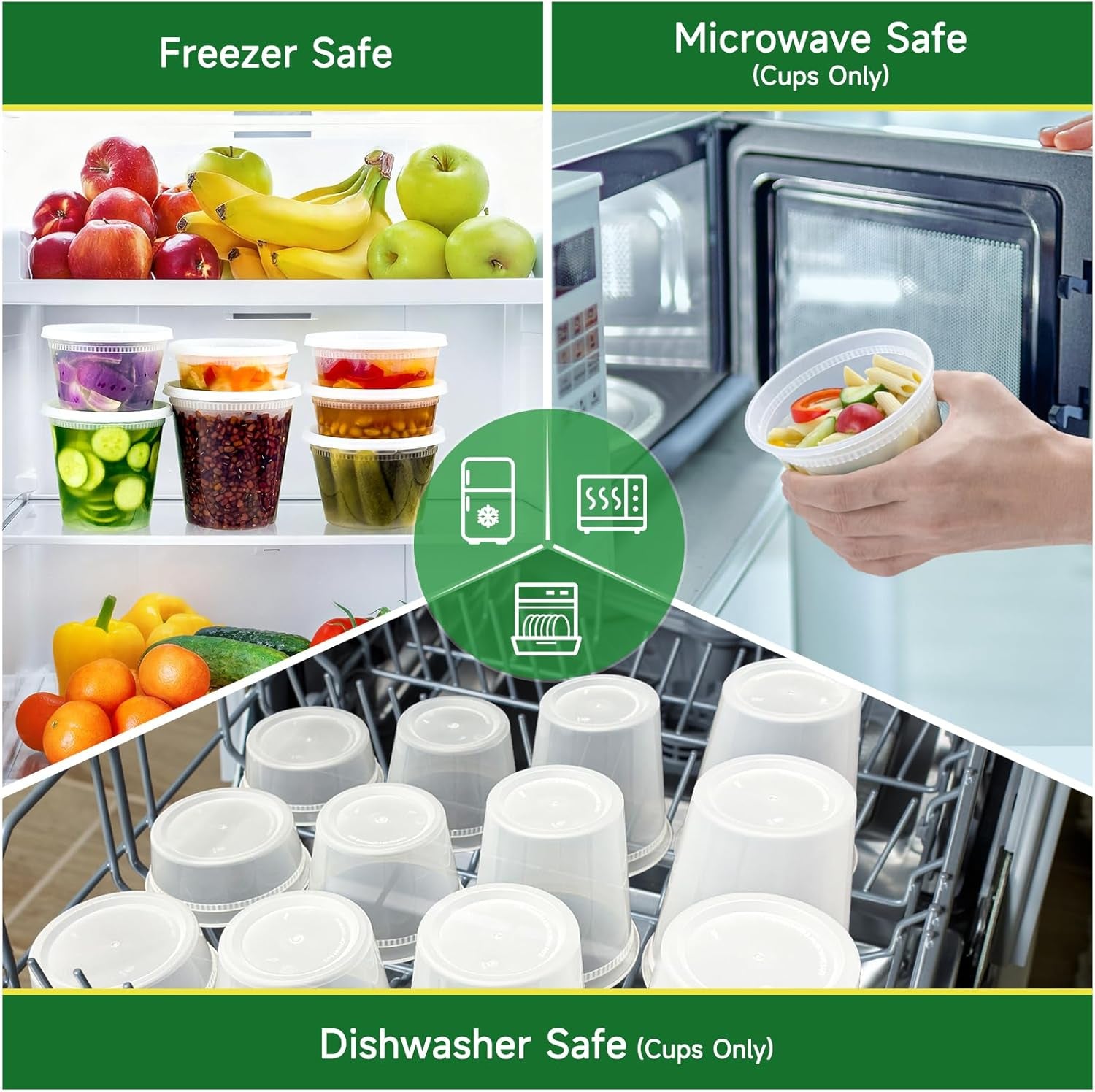 60 Set Deli Containers with Lids, 32/16/8 Oz X 20 Set Each | Leak-Proof BPA Free Plastic Take Out Bowls, Food Storage Containers for Takeout, Freezer, Microwave & Dishwasher Safe