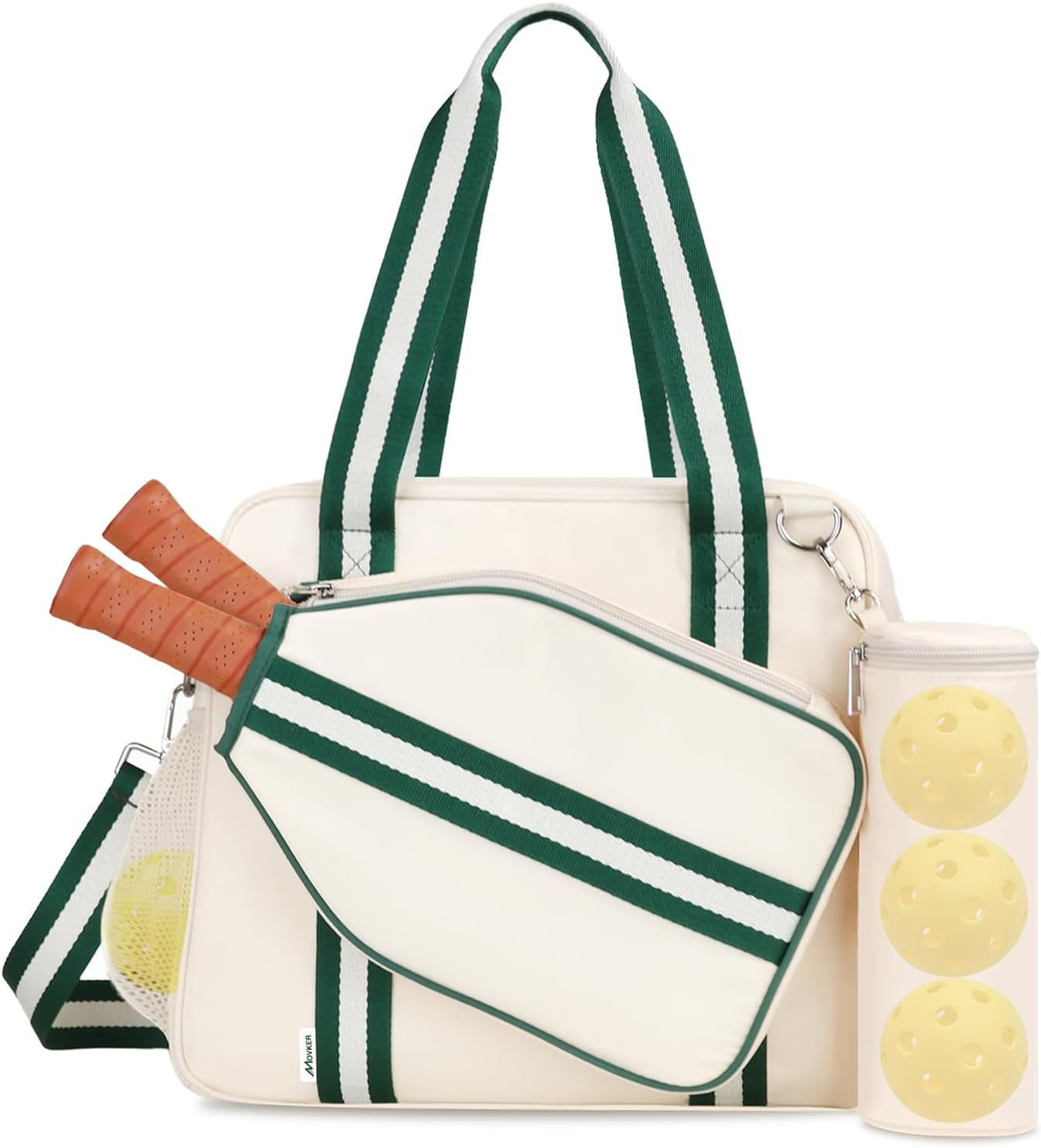 Pickleball Tote Bag for Women Men with Paddle Cover Pocket External Ball Bag and Adjustable Shoulder Strap Fence Hook