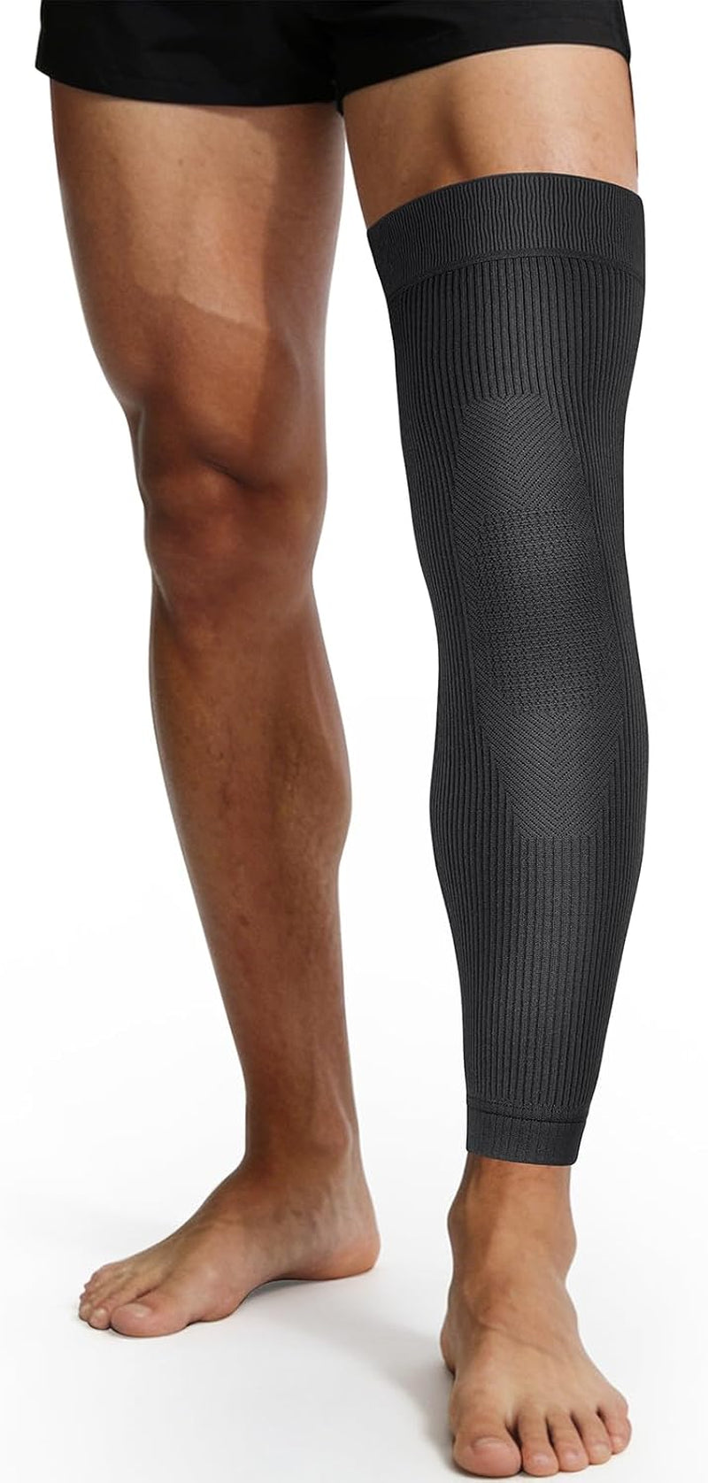 Leg Compression Sleeve, Stays in Place, Snug Fit, Pack of 1, Large | Soft Breathable Material, Upgraded Silicone Band, Mid-Thigh Knee Calf Support, Reduce Leg Soreness, Daily Wear, Workout