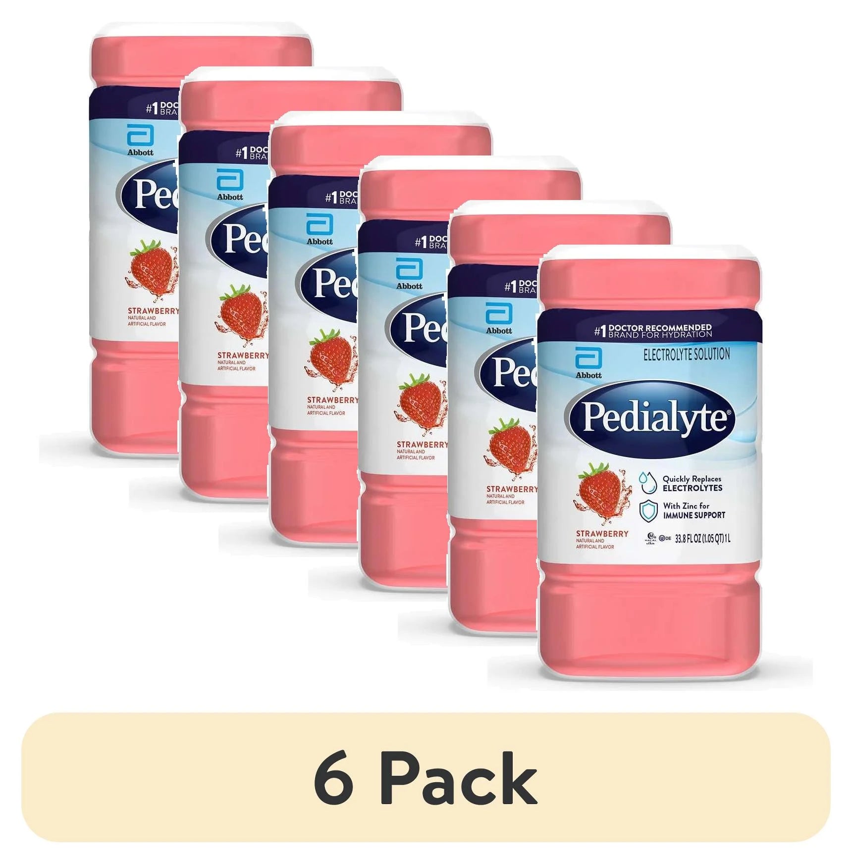 (6 Pack)  Electrolyte Drink, Strawberry, 1 Liter