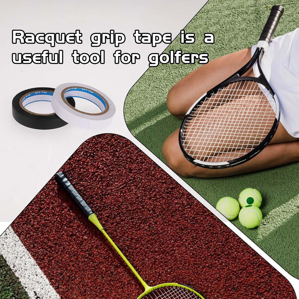 2 Rolls Grip Finishing Tape, 0.39 Inch × 11 Yards PVC Tennis Badminton Racquet Grip Tape Tennis Racket Wrap Grip Accessories Vinyl Extra Raquet Finishing Grip Sticky Seal for Tennis Badminton