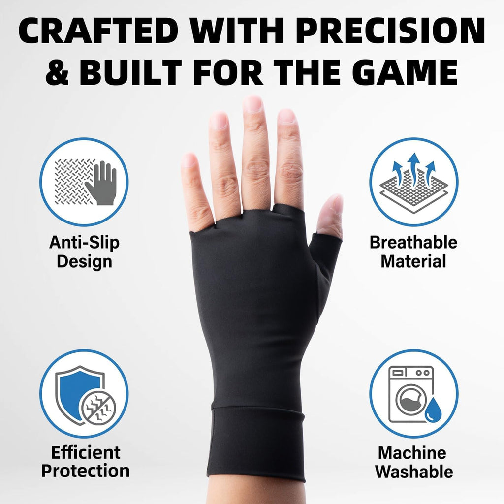 Fingerless Athletic Gloves Liners for Women & Men, Lacrosse & Hockey Glove Liner, Thin Thermal under Gloves for Ski Snow Sports, Work, Driving, Cycling, Running