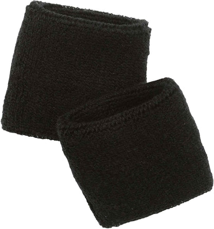 Ergodyne Black Terry Cloth Wristbands, Sweat Absorbing, Unisex Pair