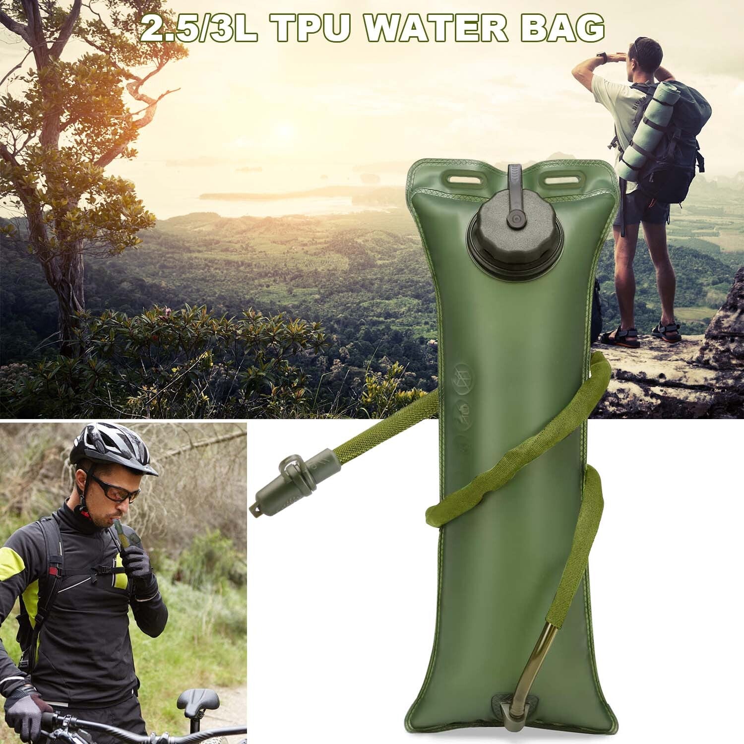 Cycling Hydration Bladder - 3L Leakproof Water Bag for Backpacks (BPA Free) USA