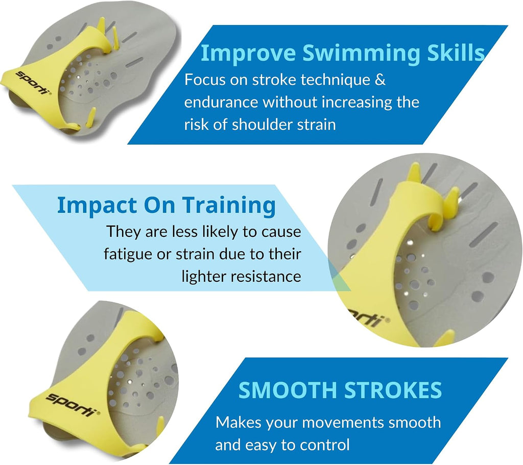Contour Hand Paddles, Adjustable Straps for Unisex-Adults & Kids | Lightweight Polypropylene, Silicone Strap, Form-Fitting Design, Stroke Training Aid, Lap Pool Drills, Beginner to Advanced