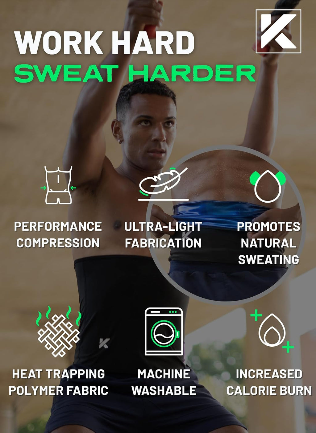 Men'S Heat Trapping Waist Toner - Waist Trainer for Men - Comfortable & Discreet Waist Trimmer Thermo Sauna Belt