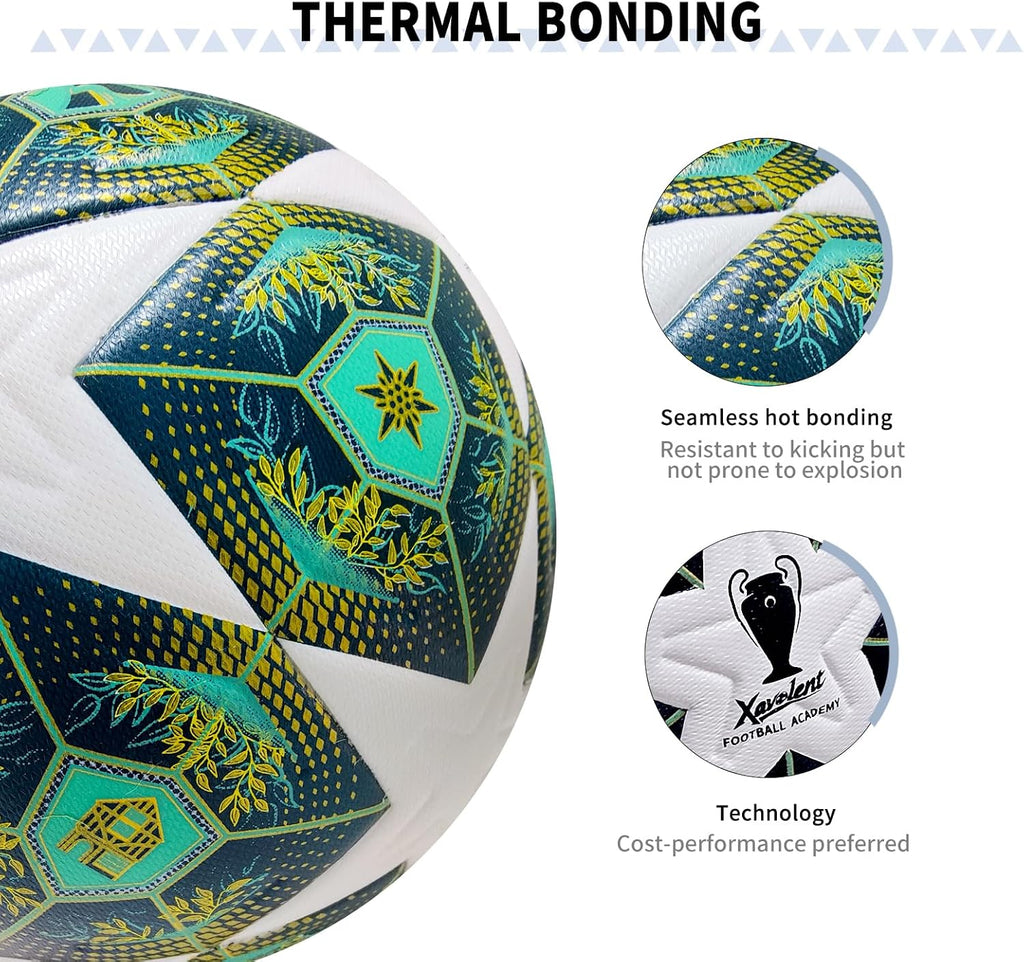 Professional Soccer Ball Size 5,4 | Thermal Bonded Waterproof PU Match-Quality Training Ball with Pump