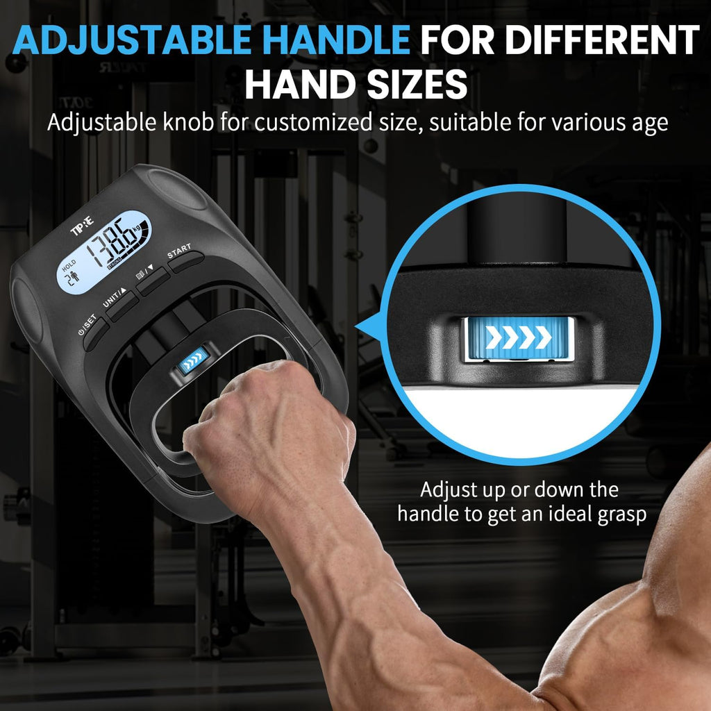 396Lbs/180Kg Grip Strength Tester, Hand Grip Dynamometer, Digital Grip Strength Tester with LCD Display, Adjustable Hand Grip Training Gauge, Hand Grip Testing for Sports Home School Use