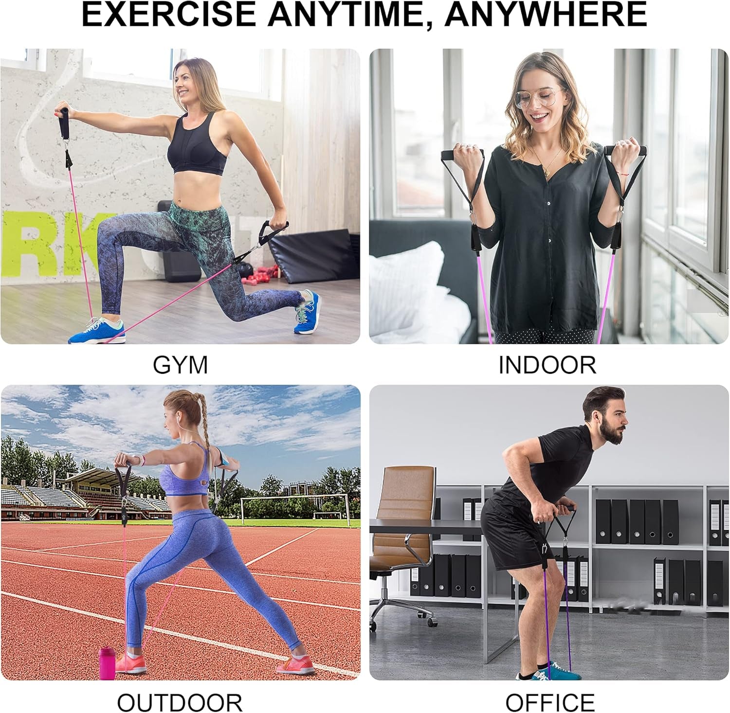 Resistance Bands Set - Exercise Bands with Door Anchor Handles Ankle Straps Carry Bag for Resistance Training Physical Therapy Shape Body Home Workouts