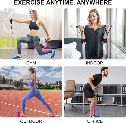 Resistance Bands Set - Exercise Bands with Door Anchor Handles Ankle Straps Carry Bag for Resistance Training Physical Therapy Shape Body Home Workouts