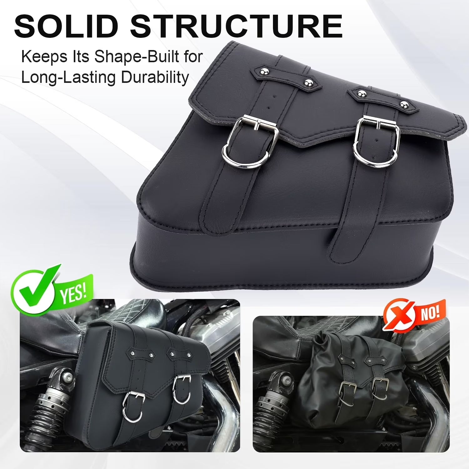 Leather Motorcycle Saddlebags Large Quick-Easy Universal Fit Throw over Saddle Bags Cruiser Biker Side Bags, Black, 1 Pair