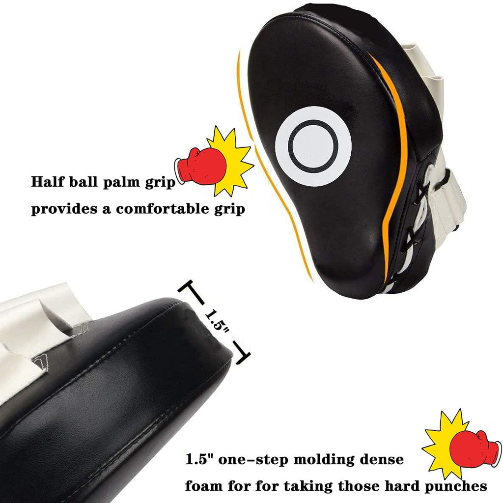 Boxing Curved Focus Punching Mitts- Leatherette Training Hand Pads Karate Muay Thai Training Gloves with Adjustable Strap