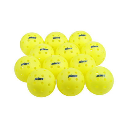 Outdoor Pickleball Balls – 12 Pack with Mesh Bag, USA Pickleball Approved, 40-Hole Precision Design, High-Visibility Neon Yellow