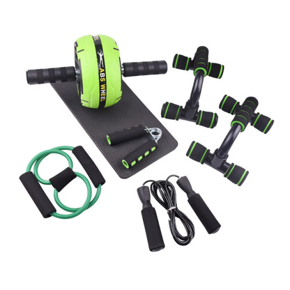 Abs Roller Wheel Indoor Fitness Equipment Set Home Gym Workout Chest Expander Green