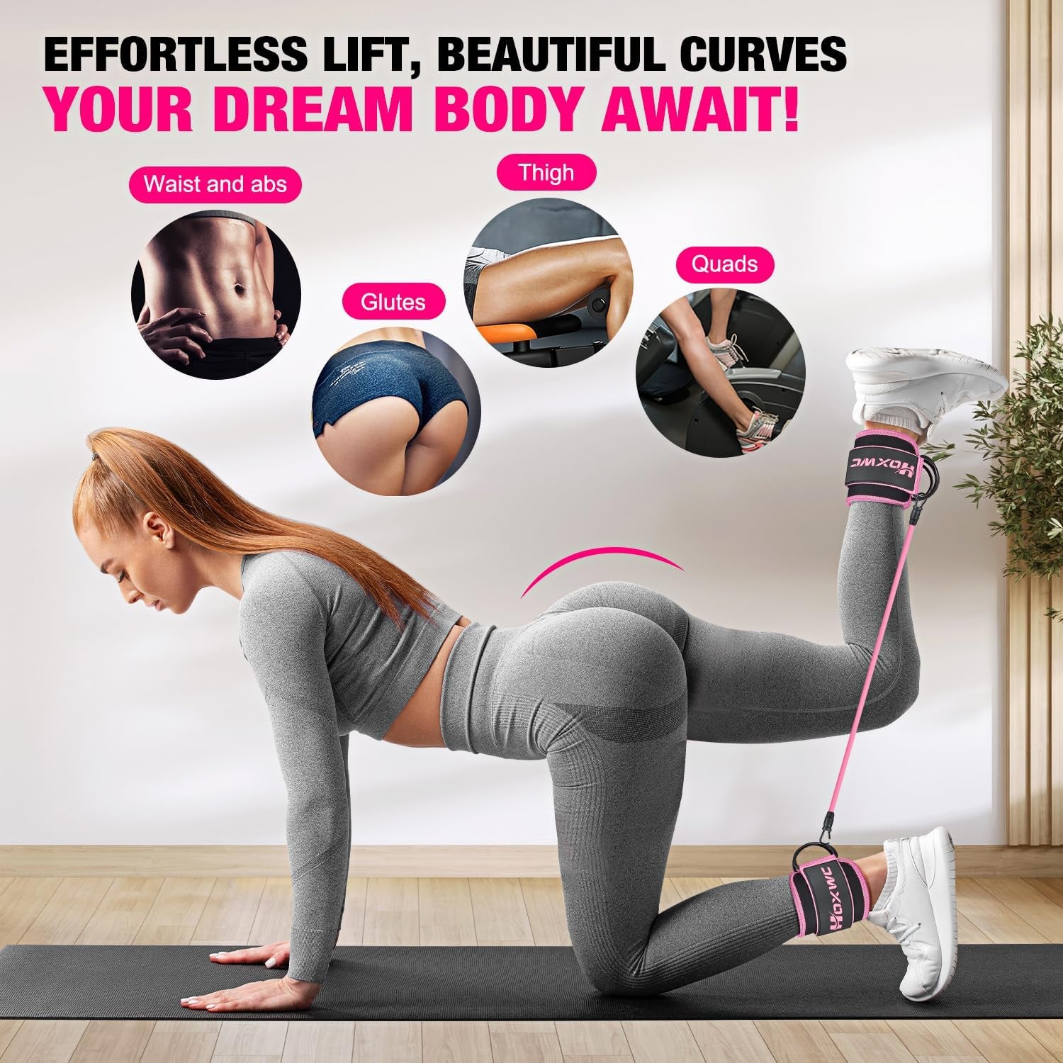 Ankle Resistance Bands with Cuffs, Ankle Bands for Working Out, Ankle Resistance