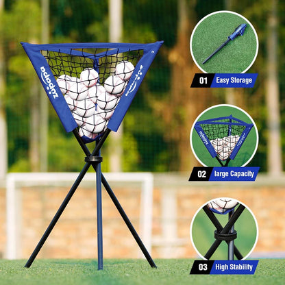 Baseball Softball Practice Combo - 7 X 7 Feet Net Tee Caddy 12 Pack Baseballs Set, Upgraded Vivid Strike Zone, Baseball Backstop Practice Net for Hitting Pitching Batting Catching