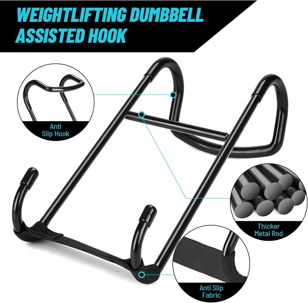 Roliwils 225LB Dumbbell Spotter Hooks (Pair) - Reduced Noise, Anti-Scratch | Shoulder/Chest Press Support | Easy Solo Use | for All Fitness
