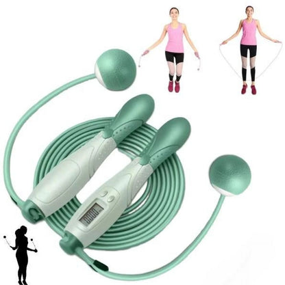 Weighted Cordless Jump Ropes with 2 Balls &amp; Adjustable Length Bod Rope for Kids Men Women,Speed Digital Counting Ropeless Skipping Rope with Calorie Counter for Indoor Fitness Workout Boxing Gym