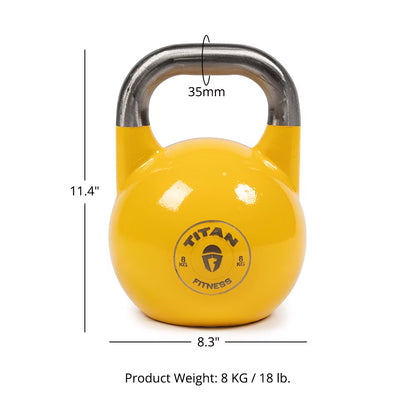 8 KG Competition Kettlebell, Color-Coded Yellow, 35Mm Handle
