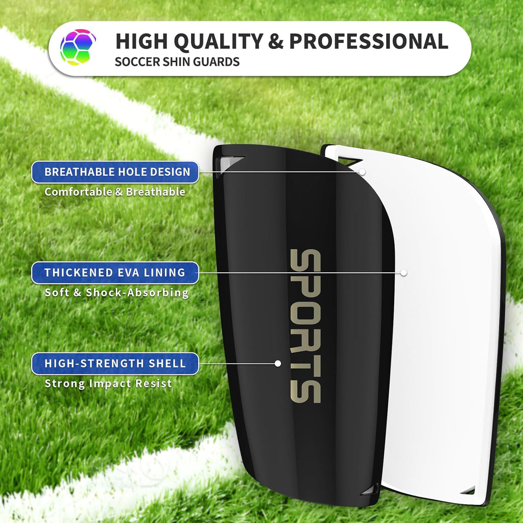 Toddler Kids Youth Soccer Shin Guards with Sleeves for Ages 3-15 | Slip-In Shin Pads, Breathable Mesh Sleeves with Hidden Pocket for Boys, Girls, Children & Teens, Soccer Training & Games