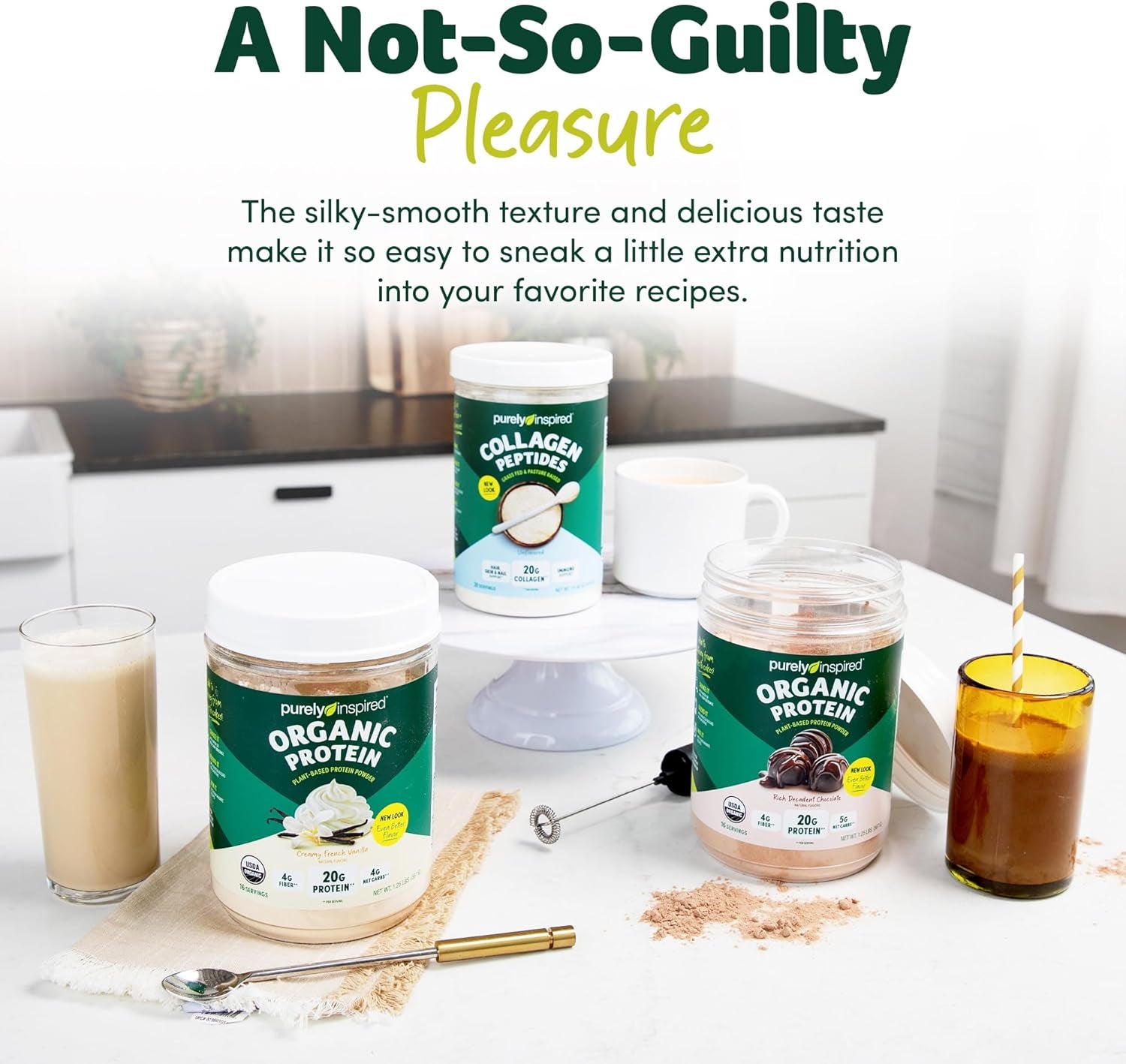 Plant-Based Protein Powder for Men & Women, Creamy French Vanilla (16 Servings) - Vegan & Organic - 20G of Pea Protein Powder for Smoothies & Shakes - Dairy-Free, & Gluten-Free