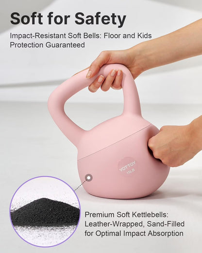 15 Lb Soft Kettlebell — Pink, Anti-Slip Grip,Weight for Home Workouts,Safety Guaranteed