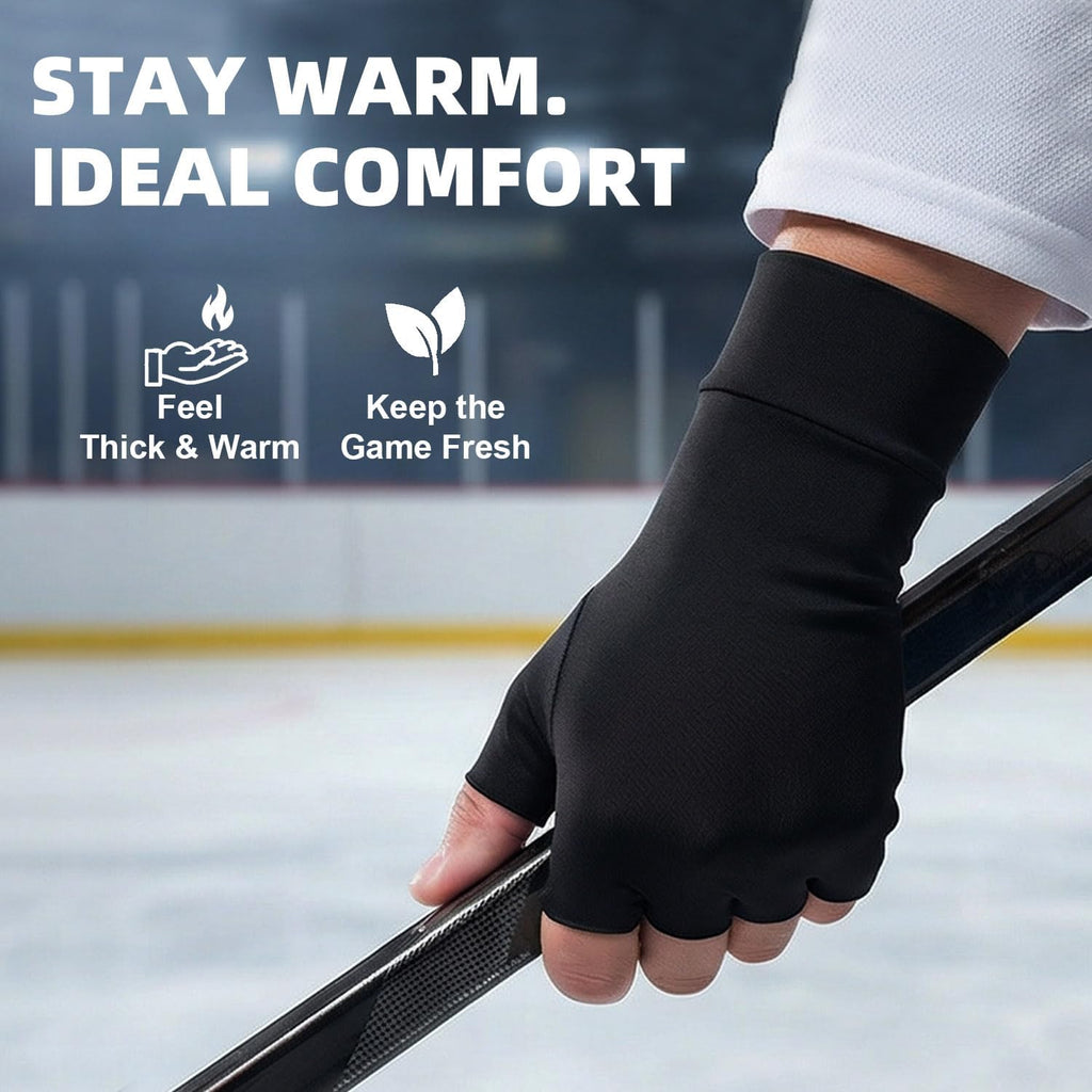 Fingerless Athletic Gloves Liners for Women & Men, Lacrosse & Hockey Glove Liner, Thin Thermal under Gloves for Ski Snow Sports, Work, Driving, Cycling, Running
