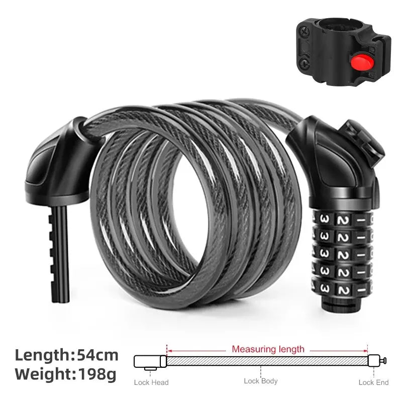 Xunting 54Cm/78Cm/110Cm Bike Lock Electric Password Steel Wire Cable Lock Combination for Anti-Theft Lockscycling Accessories