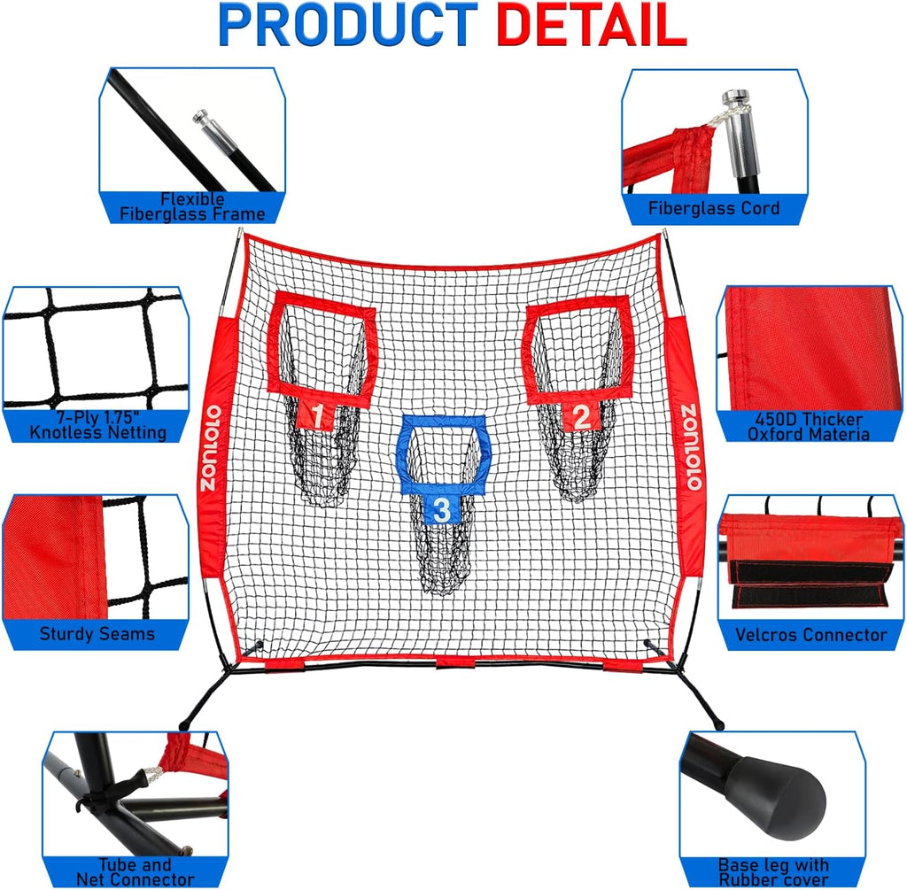 6X6Ft Football Training Net, Football Throwing Net with 3 Target Pockets, Portable QB Throwing Practice Equipment with Small Carry Bag,Most Suitable for Kids