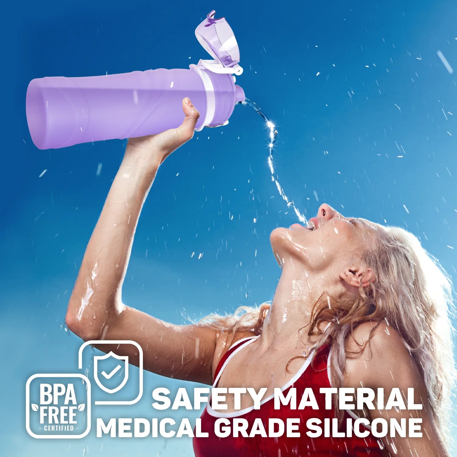Collapsible Silicone Water Bottles-750Ml,Medical Grade,Bpa Free Travel Water Bottle Can Roll Up,26Oz,Leak Proof Foldable Sports &amp; Outdoor Water Bottles