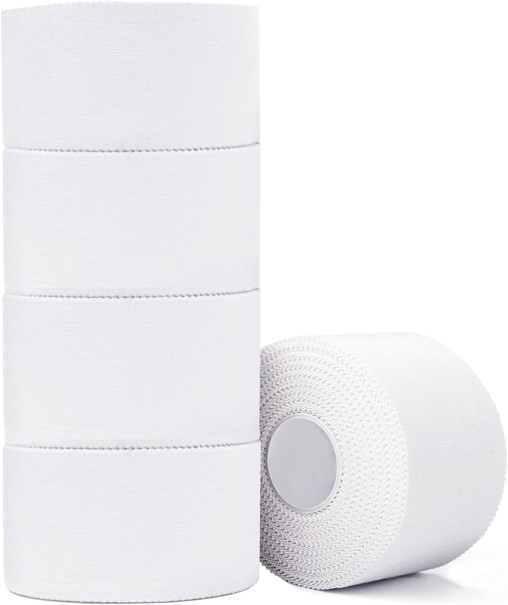 Athletic Tape,5 Pack White Sports Tape | Very Strong No Sticky Residue Wrist Ankle Tape for Gymnastics Boxing Lacrosse Climbing Hockey Bat