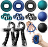 11PCS Grip Strength Trainer Kit with Adjustable Counting Hand Grippers | Complete Hand Workout Set with 10–130LB Adjustable Grippers, Grip Rings, Finger Exercisers Stress Balls for Forearm Training