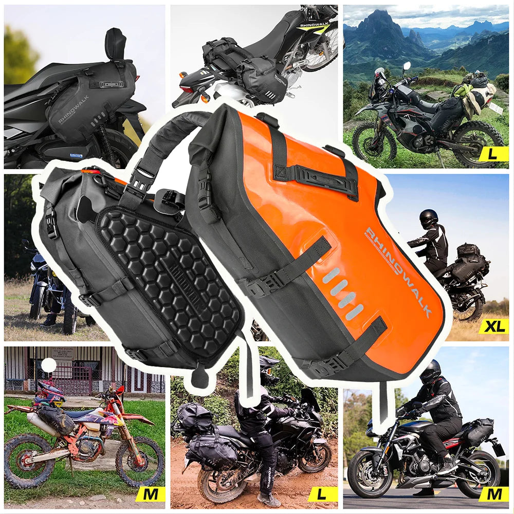 Motorcycle Double Side Bag 100%Waterproof 18L/28L/48L Universal Fit Motor Pannier Saddle Bags Dry Tail Storage Luggage