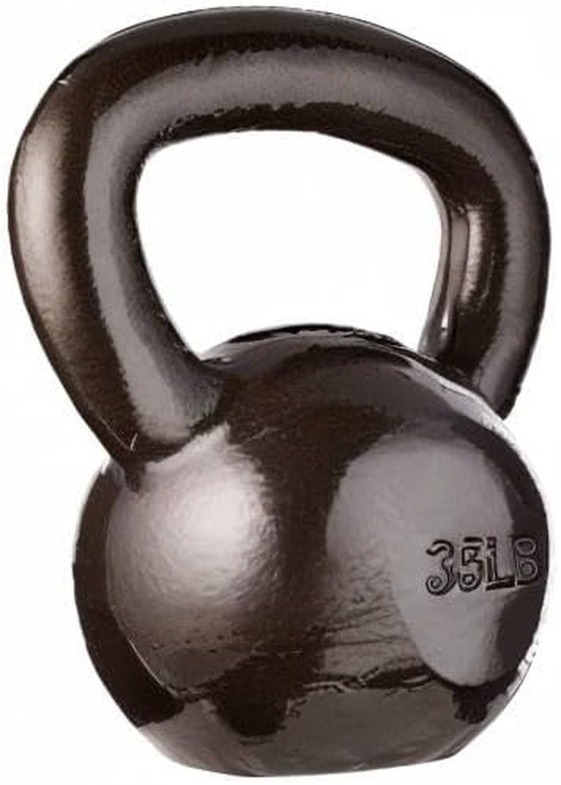 Cast Iron Kettlebell for Strength Training, Textured Wide Handle, Black