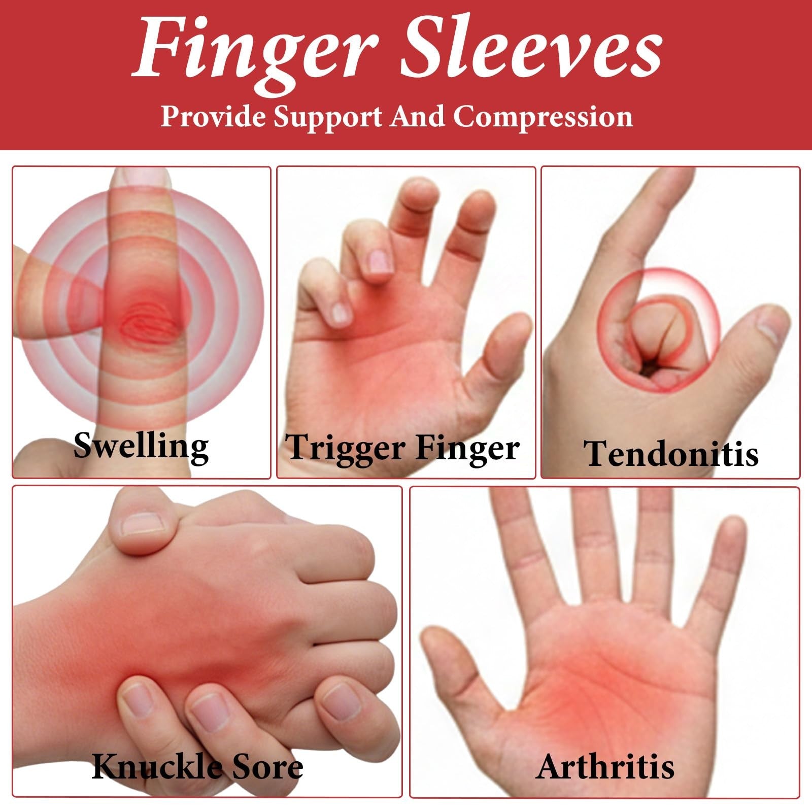 20 Pcs Breathable Finger Brace Elastic Sports Finger Compression Sleeves