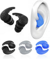 3 Pairs Swimming Earplugs Waterproof Silicone Ear Plugs for Swimming Surfing Shower Kayaking, Water Out Sound in Comfortable Reusable Ear Protection for Adults Teens with Storage Case, Black Gray Blue