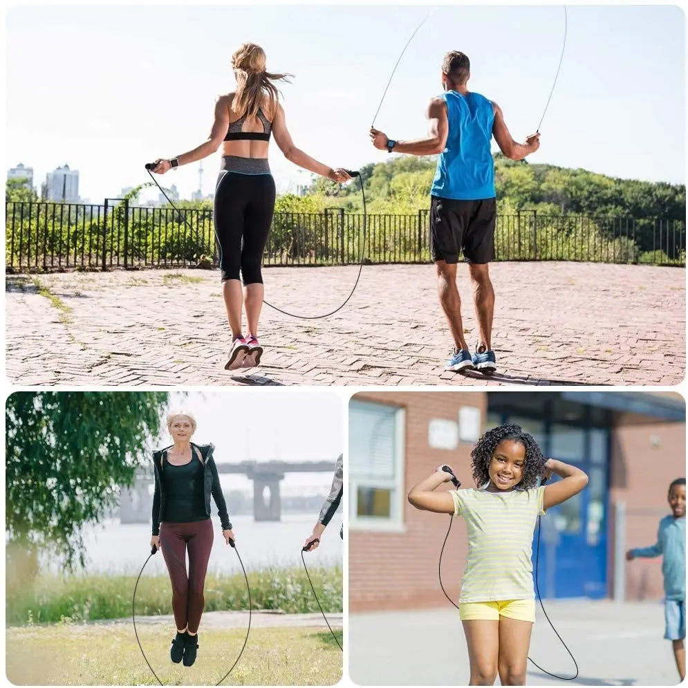 Crossfit Fitness Jump Rope Skip Speed Weighted Jump Ropes Professional Jumping Rope Set with Iron Block/Spare Rope/Tube