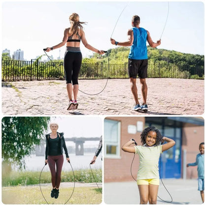 Crossfit Fitness Jump Rope Skip Speed Weighted Jump Ropes Professional Jumping Rope Set with Iron Block/Spare Rope/Tube