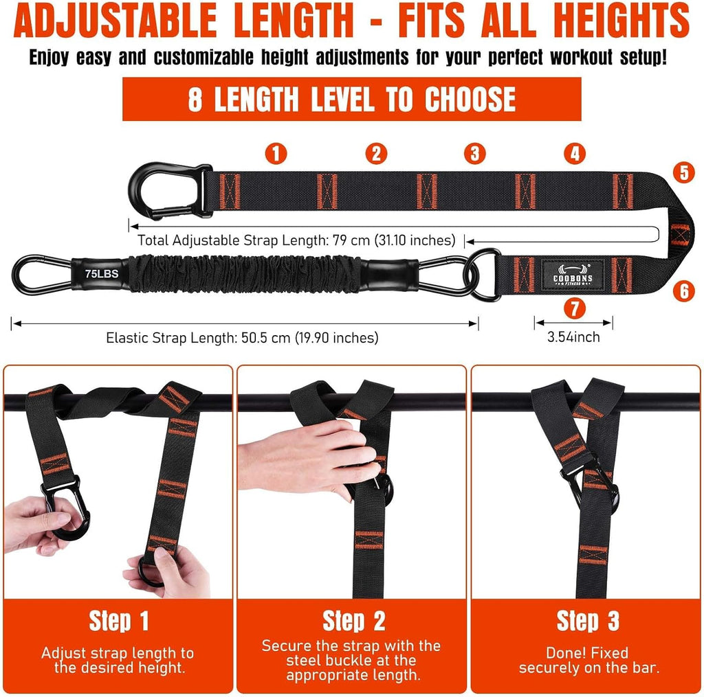 Pull up Assistance Bands, 300Lbs Heavy Duty Resistance Bands for Pull Ups with Adjustable Height, Fabric Feet Rest & Knee Support, Strength Training Pull up Bar Assist Bands for Home Gym Workouts