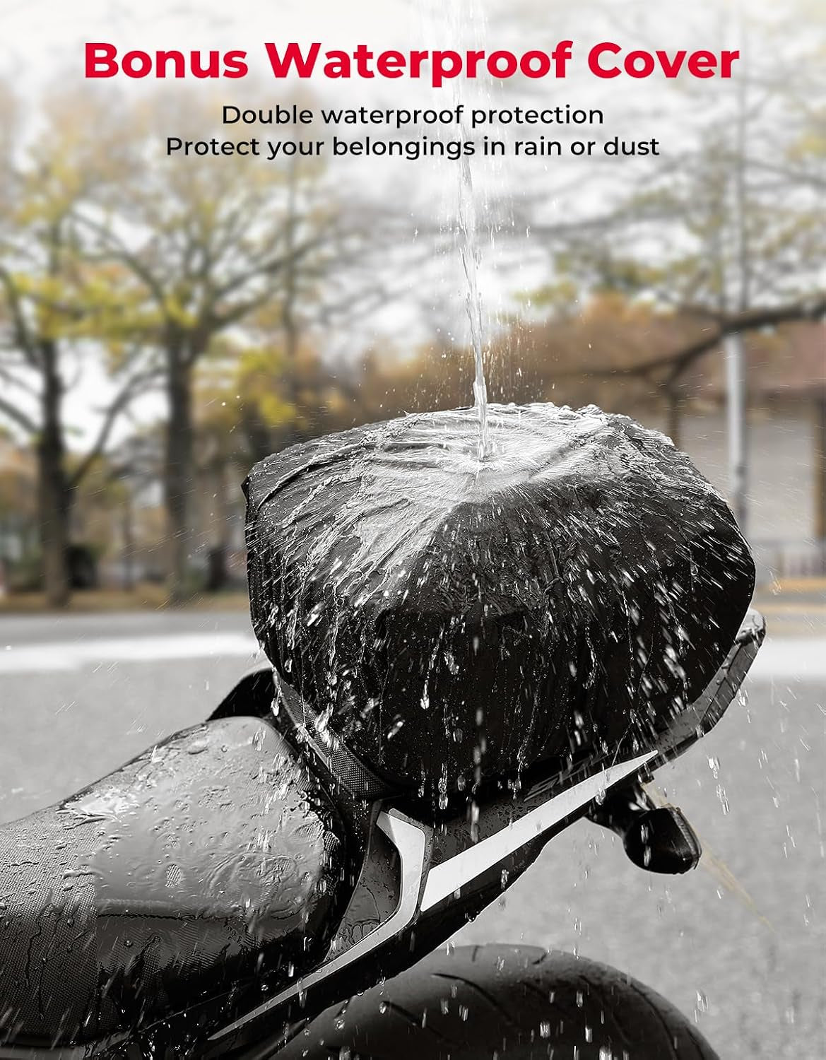Motorcycle Tail Bag, Dual Use Motorcycle Rear Seat Bag with Waterproof Rain Cover, 22L-34L Expandable Motorbike Helmet Bag Luggage Storage Backpack with 6 Straps