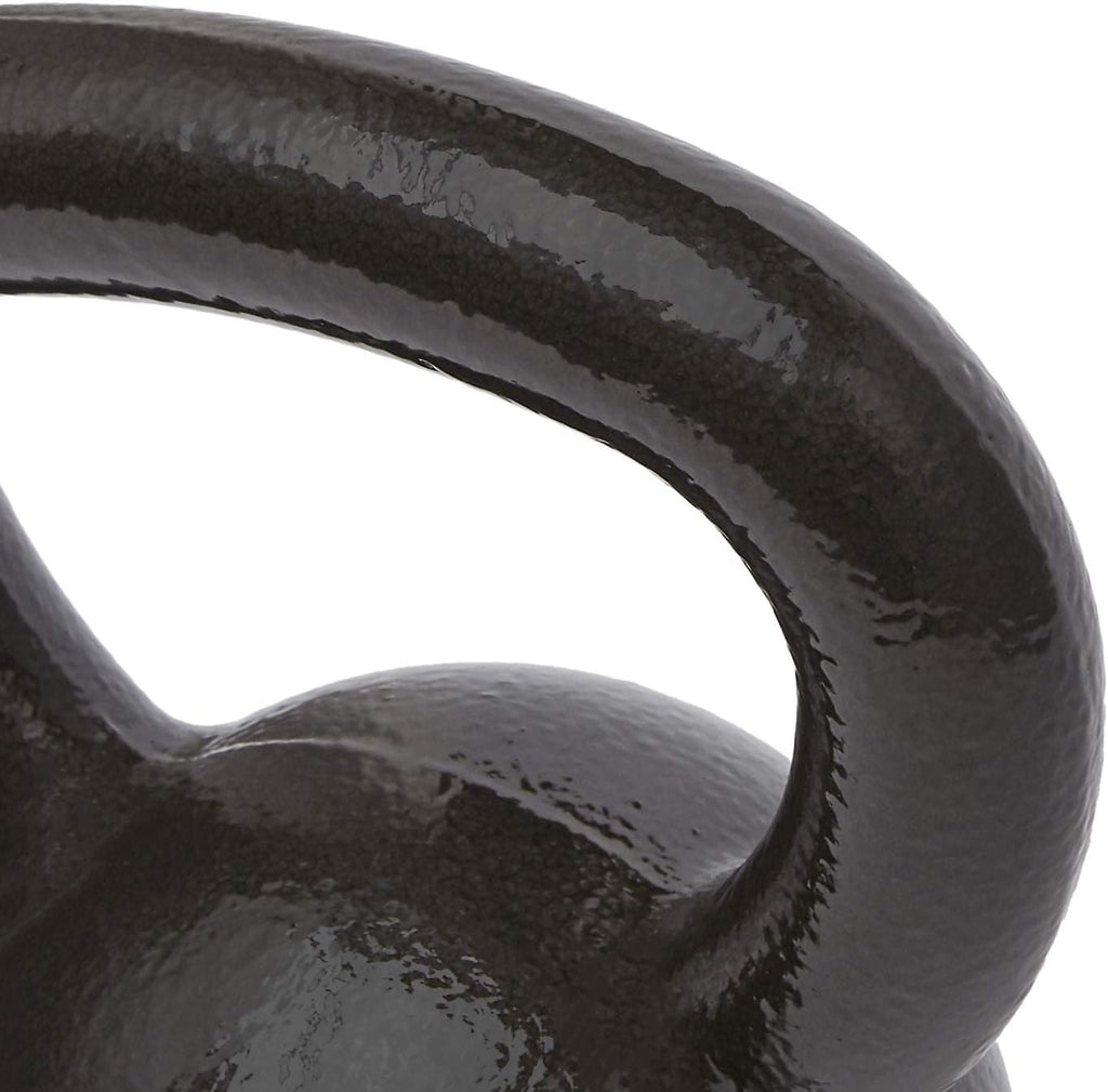 Cast Iron Kettlebell for Strength Training, Textured Wide Handle, Black