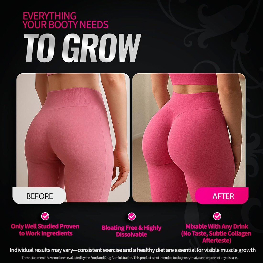 Creatine for Women - Booty Builder Supplement with Collagen &amp; BCAA - Supports Gl